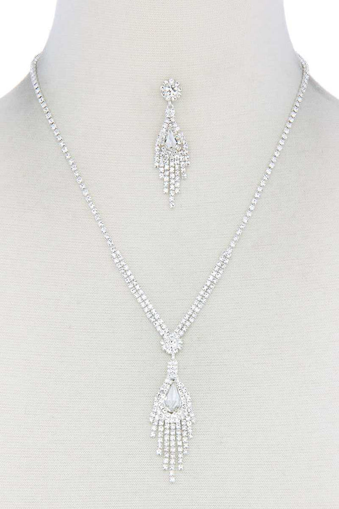 Rhinestone Dangle Pendant Necklace - Deals Kiosk