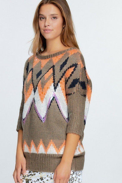 Aztec Pattern With Glitter Accent Sweater - Deals Kiosk