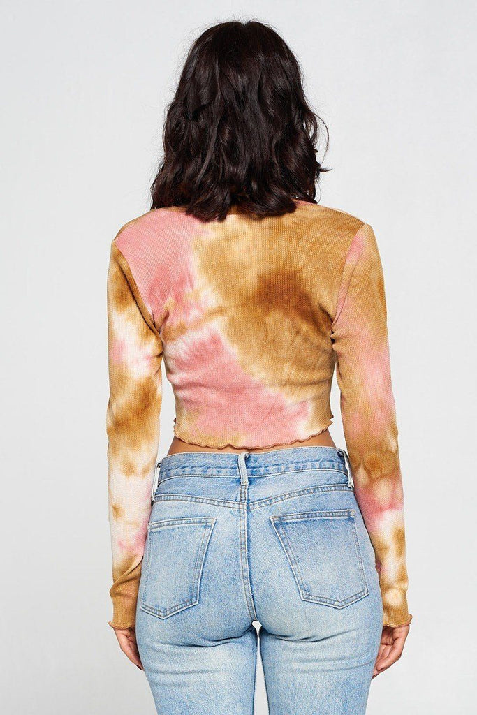 Long Sleeve Tie Dye Crop Top - Deals Kiosk