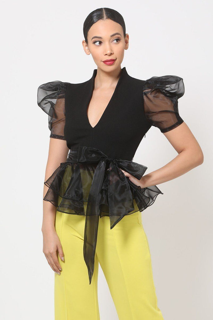 Organza Puff Short Sleeve Fashion Top - Deals Kiosk
