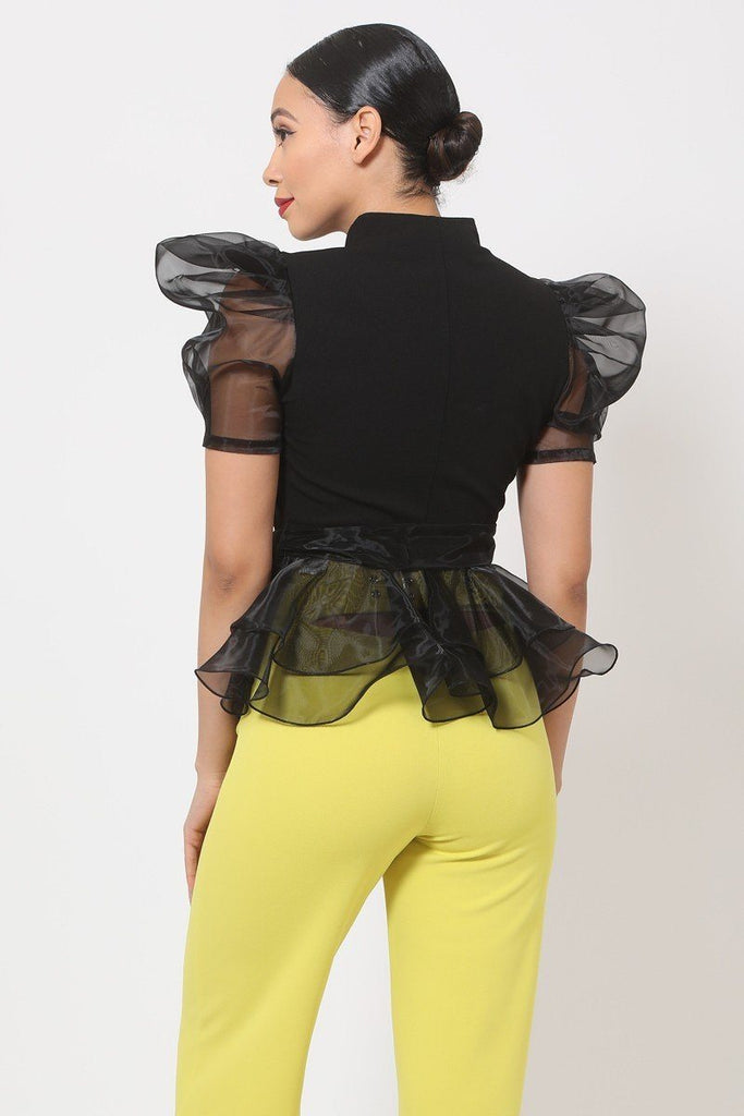 Organza Puff Short Sleeve Fashion Top - Deals Kiosk