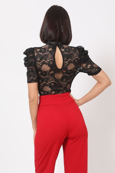 Lace Bodysuit W/front Key Hole Opening Details - Deals Kiosk