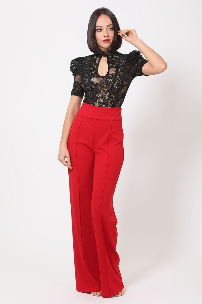 Lace Bodysuit W/front Key Hole Opening Details - Deals Kiosk