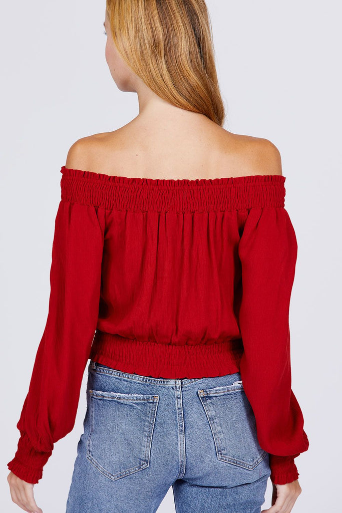Front Pocket Off Shoulder Top - Deals Kiosk