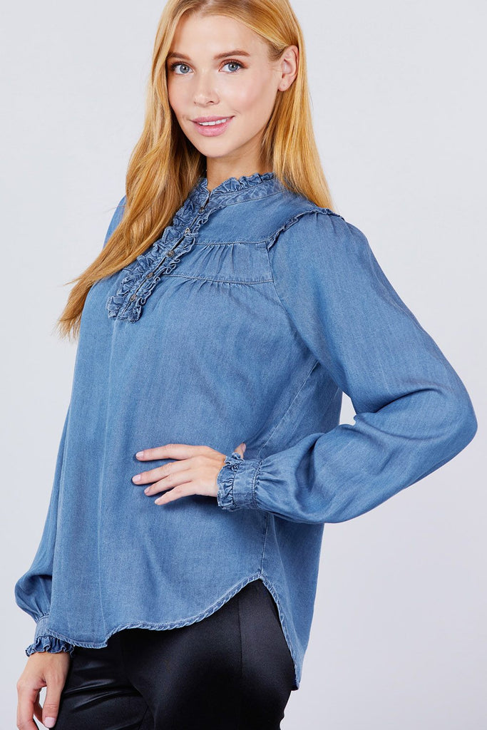 Frill Detail Tencel Top - Deals Kiosk