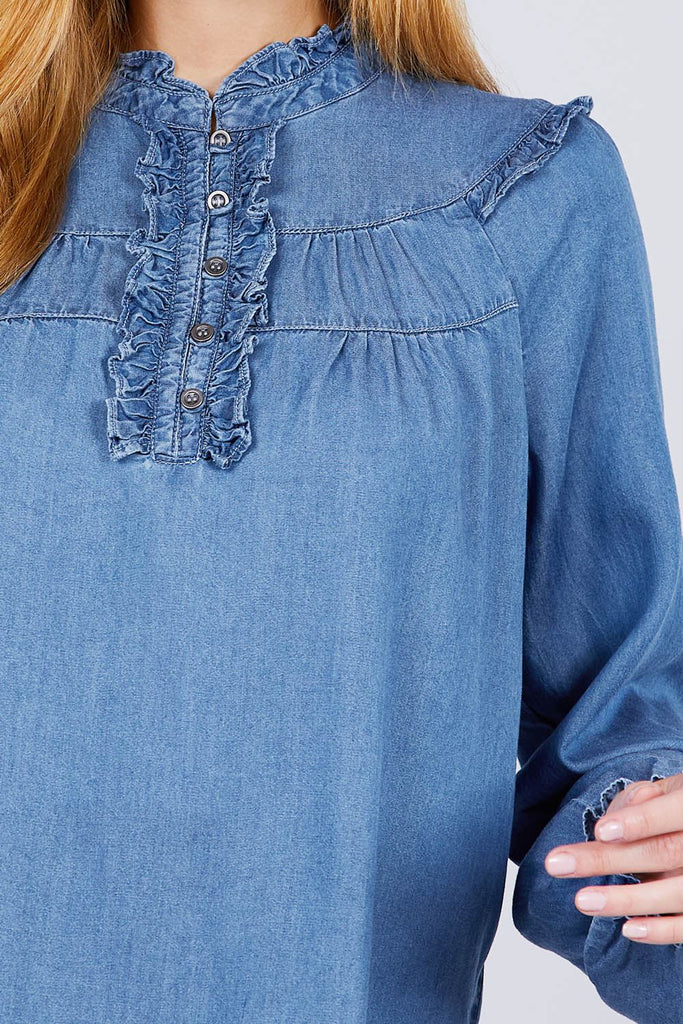 Frill Detail Tencel Top - Deals Kiosk