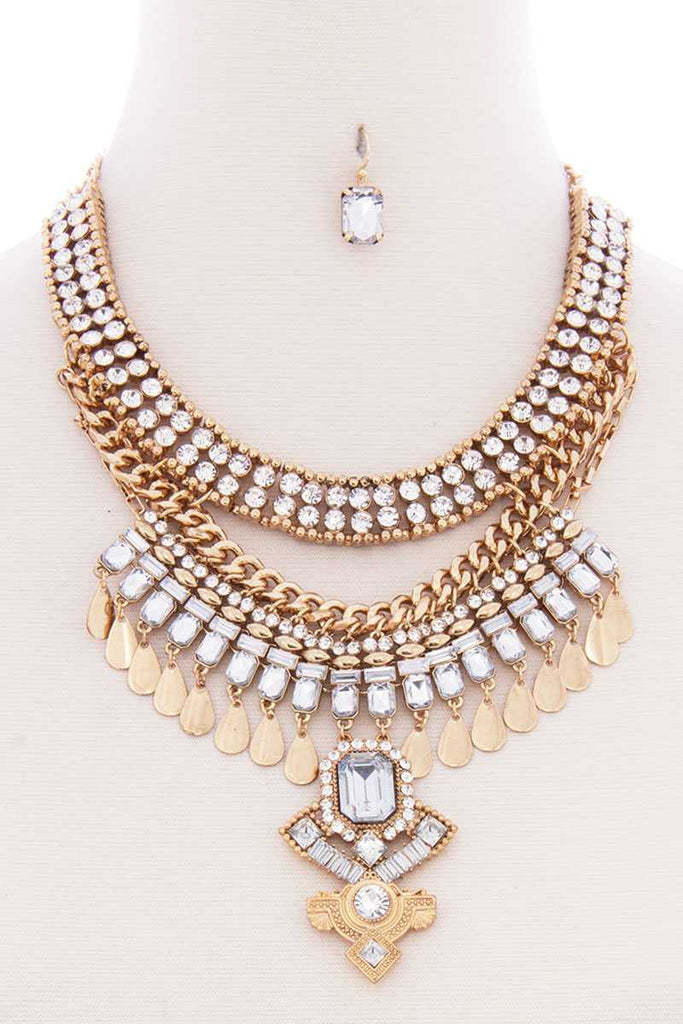 Chunky Antique Boho Bohemian Statement Necklace Earring Set - Deals Kiosk