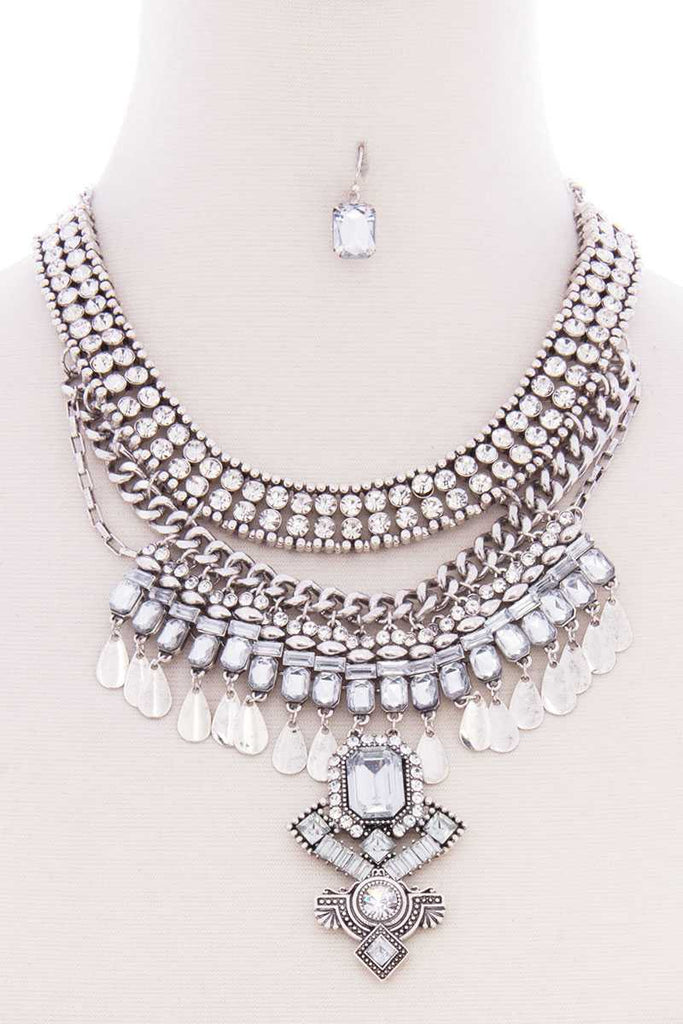 Chunky Antique Boho Bohemian Statement Necklace Earring Set - Deals Kiosk