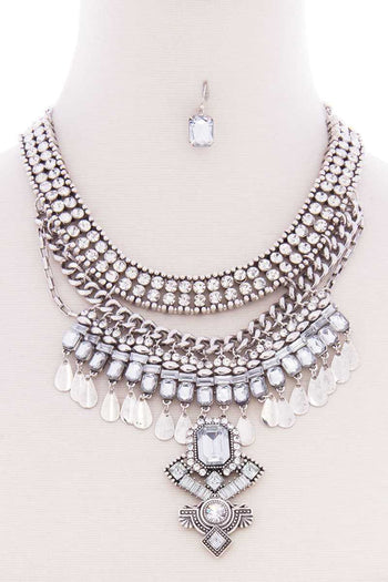 Chunky Antique Boho Bohemian Statement Necklace Earring Set - Deals Kiosk