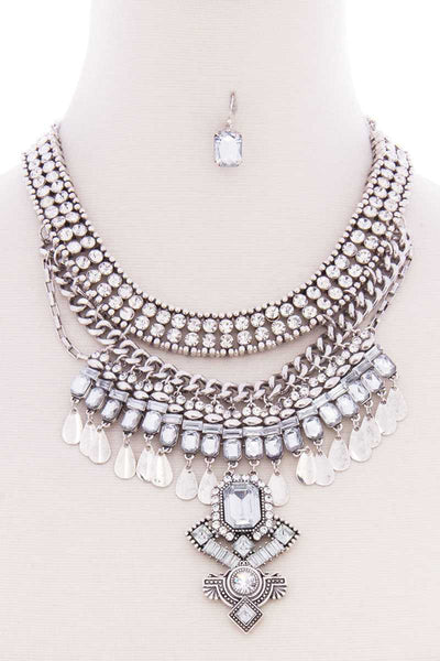 Chunky Antique Boho Bohemian Statement Necklace Earring Set - Deals Kiosk