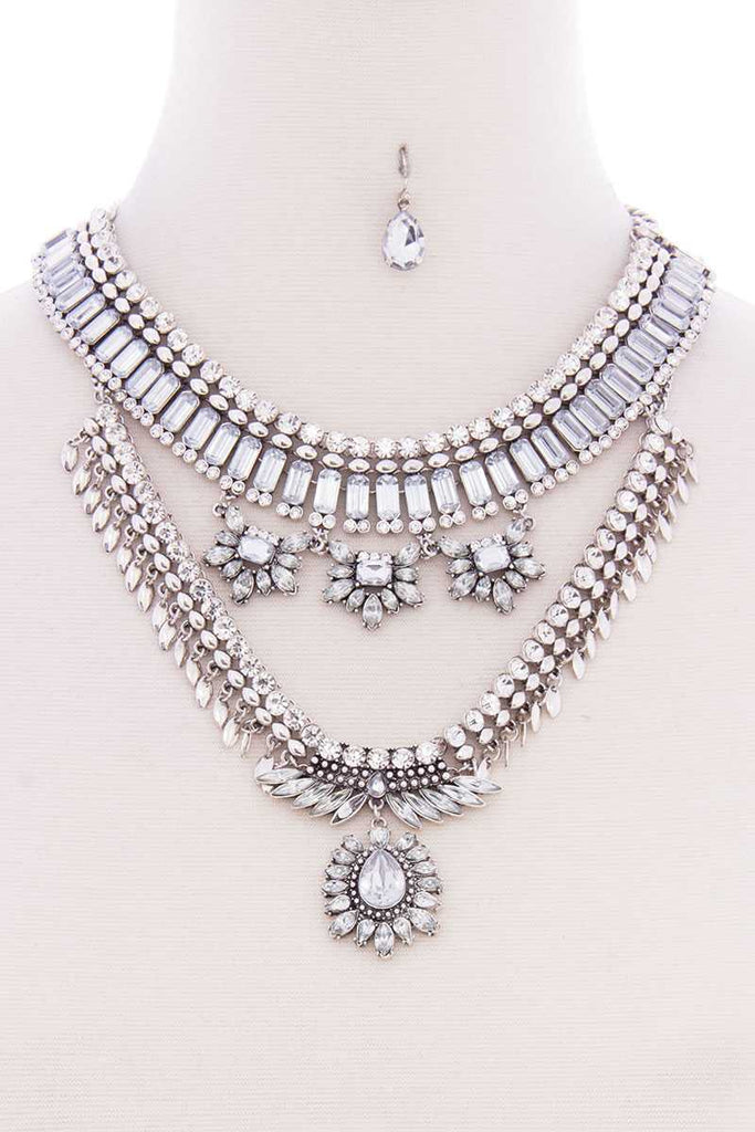 Chunky Antique Stone Boho Bohemian Statement Necklace Earring Set - Deals Kiosk