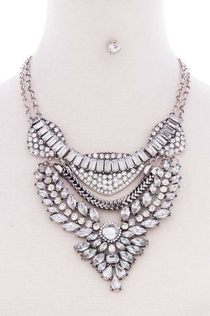 Chunky Antique Stone Boho Bohemian Statement Necklace Earring Set - Deals Kiosk