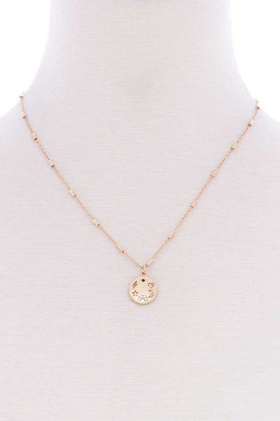 Metal Chain Star Heart Lightning Moon Round Pendant Necklace - Deals Kiosk