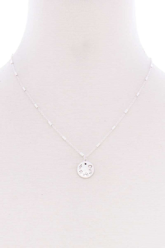 Metal Chain Star Heart Lightning Moon Round Pendant Necklace - Deals Kiosk