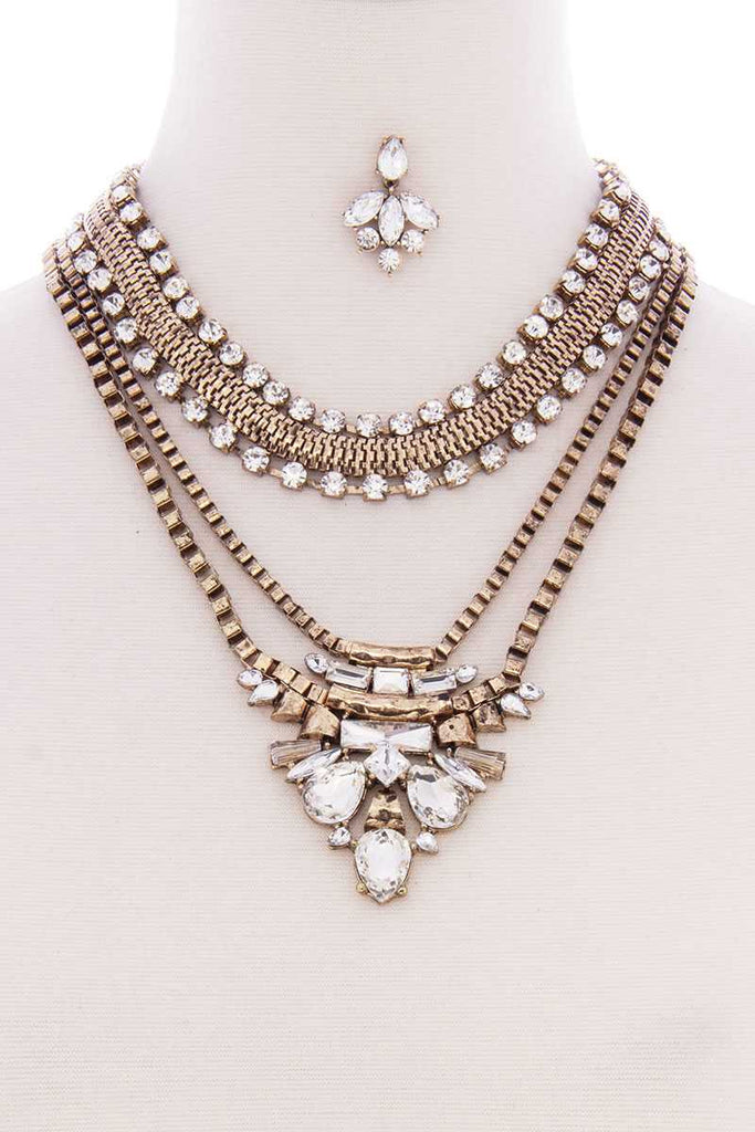 Chunky Antique Boho Bohemian Statement Necklace Earring Set - Deals Kiosk