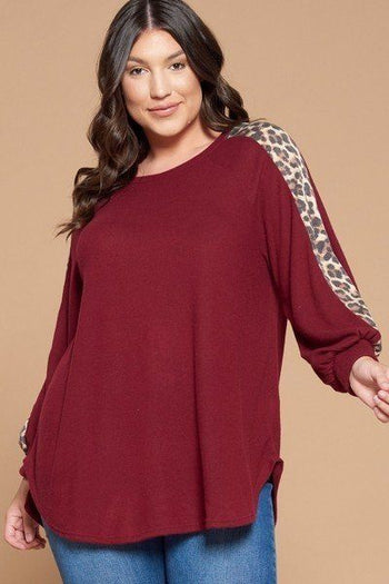 Plus Size Solid Hacci Brush Tunic Top - Deals Kiosk