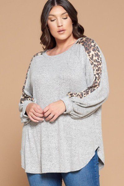 Plus Size Solid Hacci Brush Tunic Top - Deals Kiosk