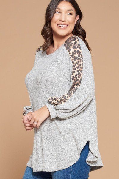 Plus Size Solid Hacci Brush Tunic Top - Deals Kiosk