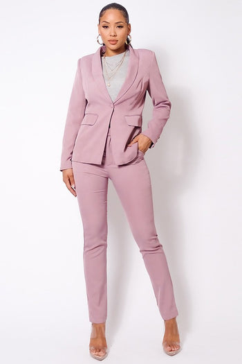 One Button Blazer Jacket & Tapered Trouser Set - Deals Kiosk