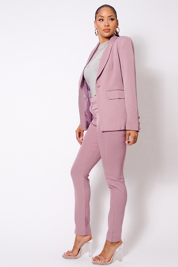One Button Blazer Jacket & Tapered Trouser Set - Deals Kiosk