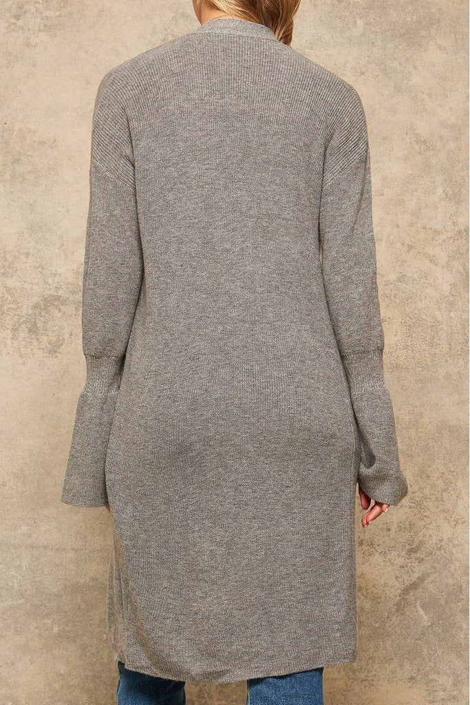 A Solid Ribbed Knit Cardigan - Deals Kiosk