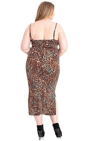 Leopard Print Cardigan & Dress Plus Size Set - Deals Kiosk