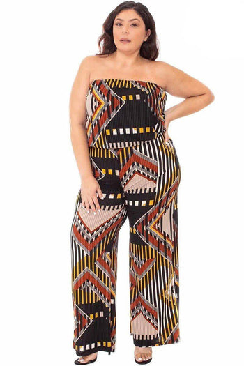 Abstract Print Tupbe Top Plus Size Jumpsuit - Deals Kiosk