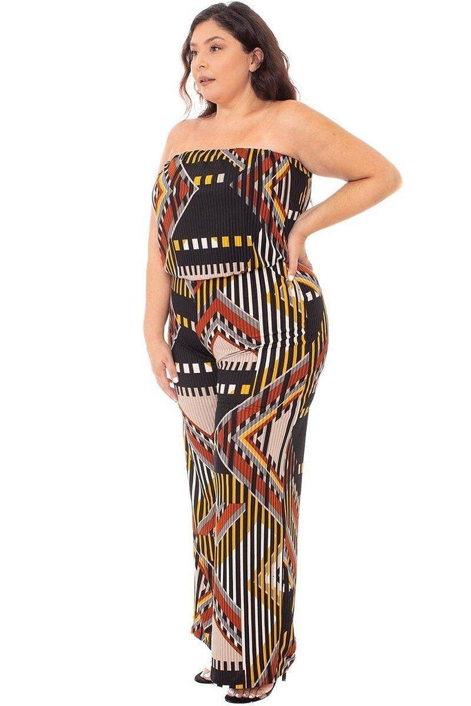 Abstract Print Tupbe Top Plus Size Jumpsuit - Deals Kiosk
