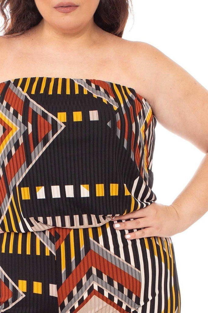 Abstract Print Tupbe Top Plus Size Jumpsuit - Deals Kiosk
