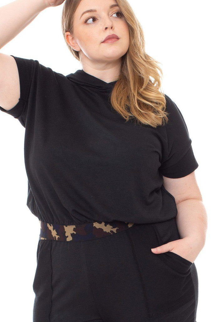 Camouflauge Detailed Jogger Plus Size Set - Deals Kiosk