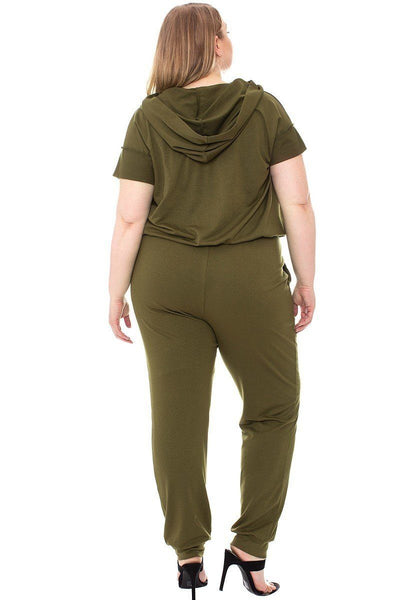 Camouflauge Detailed Jogger Plus Size Set - Deals Kiosk