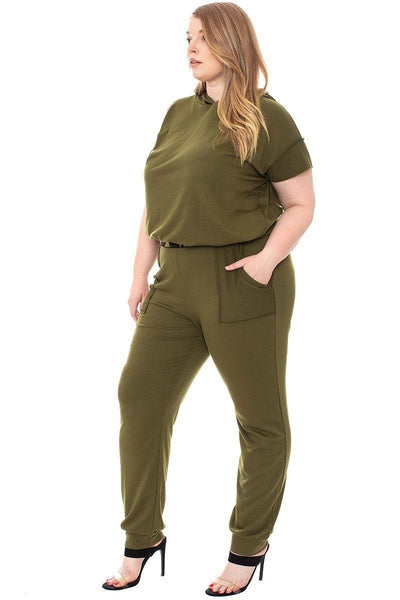 Camouflauge Detailed Jogger Plus Size Set - Deals Kiosk