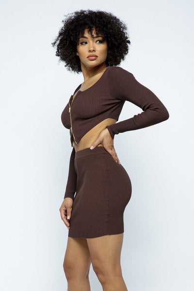 2 Way Zipper Mini Skirt Set - Deals Kiosk