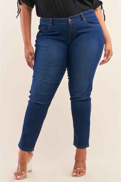 Plus Size Low-mid Rise Straight Cut Denim Pants - Deals Kiosk