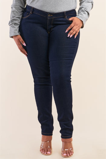 Plus Size Low-mid Rise Straight Cut Denim Pants - Deals Kiosk