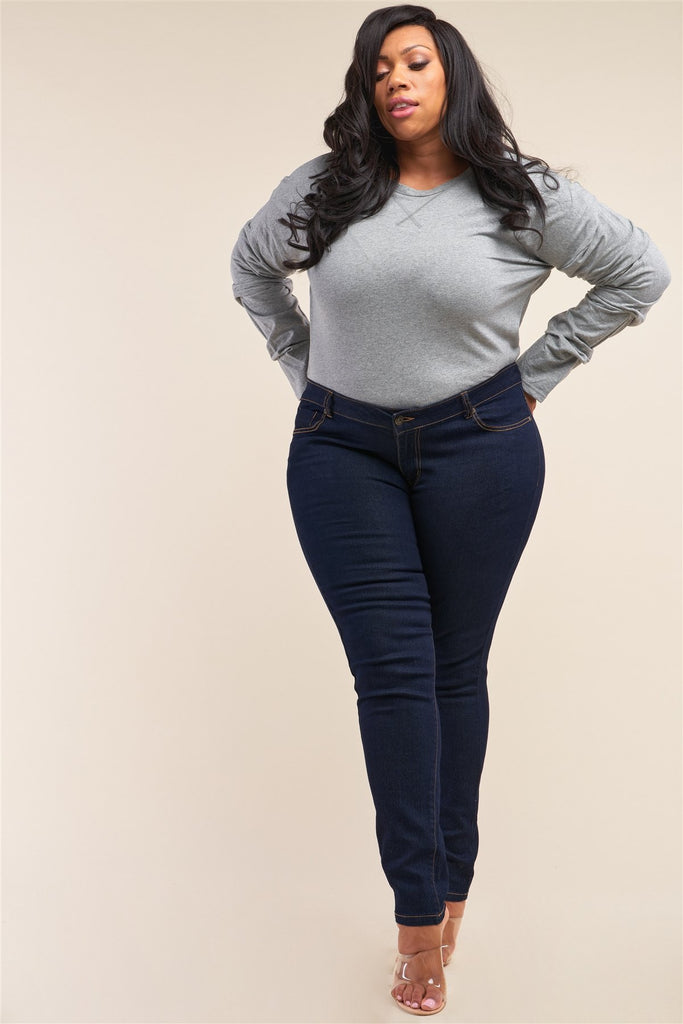 Plus Size Low-mid Rise Straight Cut Denim Pants - Deals Kiosk
