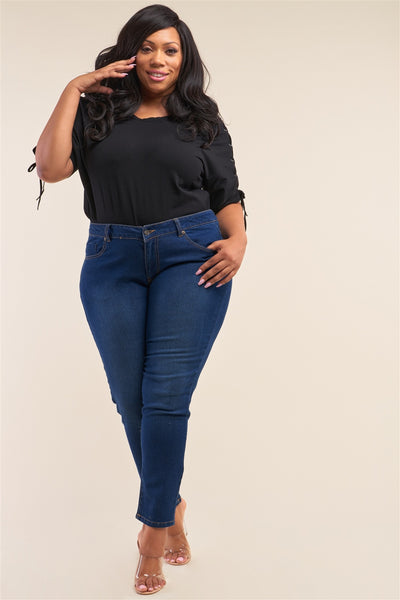 Plus Size Low-mid Rise Straight Cut Denim Pants - Deals Kiosk