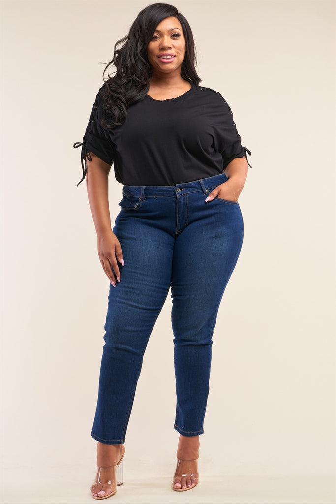 Plus Size Low-mid Rise Straight Cut Denim Pants - Deals Kiosk