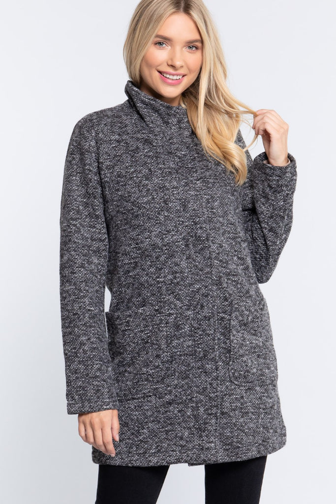 High Mock Neck Knit Coat - Deals Kiosk