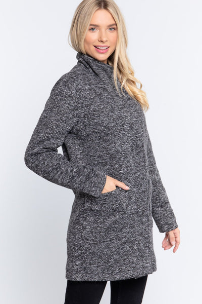 High Mock Neck Knit Coat - Deals Kiosk