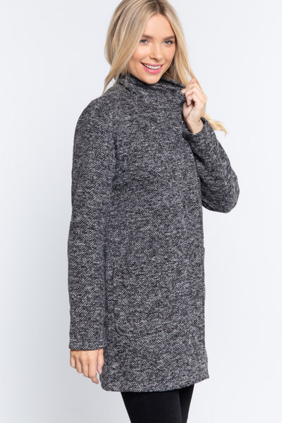 High Mock Neck Knit Coat - Deals Kiosk