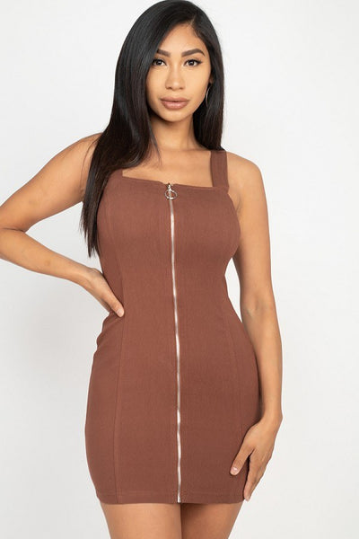 Front Zip Mini Dress - Deals Kiosk