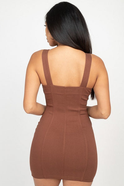 Front Zip Mini Dress - Deals Kiosk