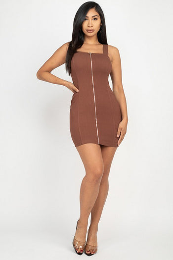 Front Zip Mini Dress - Deals Kiosk