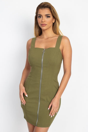 Front Zip Mini Dress - Deals Kiosk