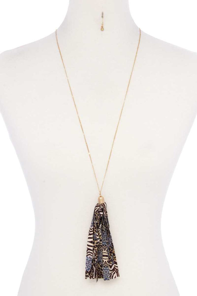 Animal Print Pattern Tassel Necklace - Deals Kiosk