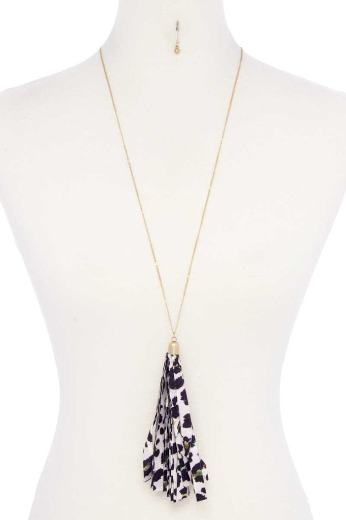 Animal Print Pattern Tassel Necklace - Deals Kiosk