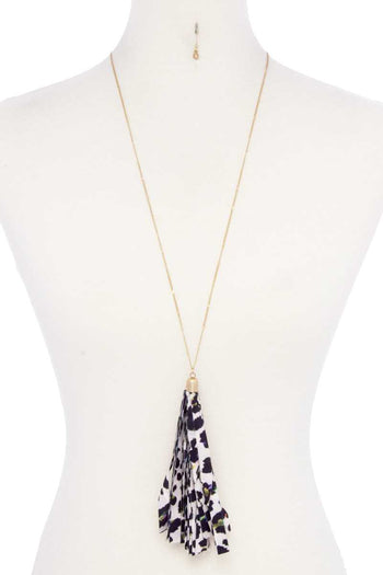 Animal Print Pattern Tassel Necklace - Deals Kiosk