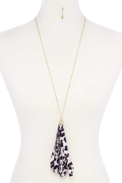 Animal Print Pattern Tassel Necklace - Deals Kiosk