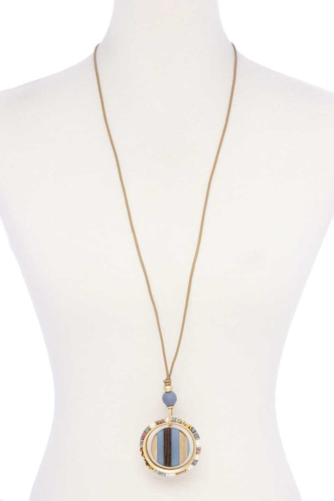 Wooden Pendant Suede Necklace - Deals Kiosk